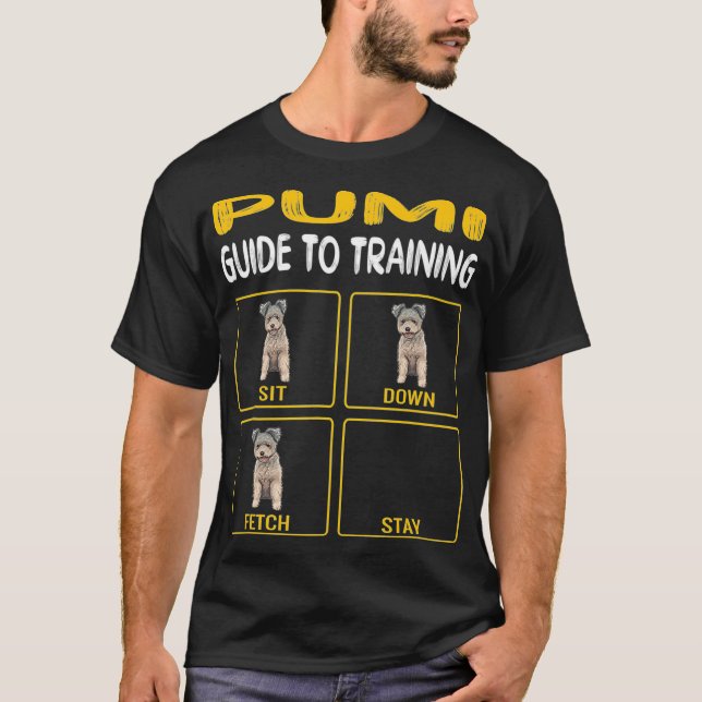 Camiseta Engraçado Guia Pumi Para Treinar Obediência Aos Cã (Frente)