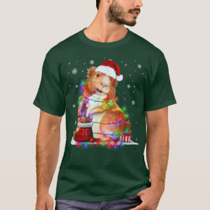 Camiseta Engraçado Guiné Pig Árvore de Natal Luzes Xmas Paj
