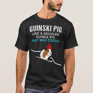 Camiseta Engraçado Guiné Pig Skier Guiné Porco Presente