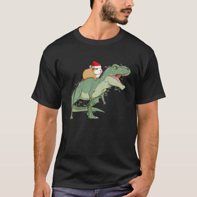 Camiseta Engraçado Guiné Porco Andando Na Luz De Natal T Re (Frente)