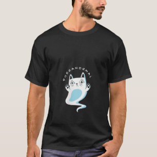 Camiseta Engraçado Haloew Cat Ghost Purranormal V Pescoço T