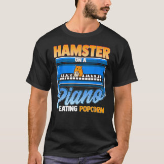 Camiseta Engraçado Hamster Em Piano Comendo Pipoca