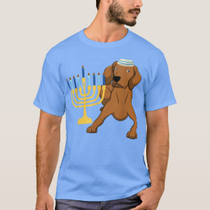 Camiseta Engraçado Hanukkah Chanukah Vizsla Dog Menorah J