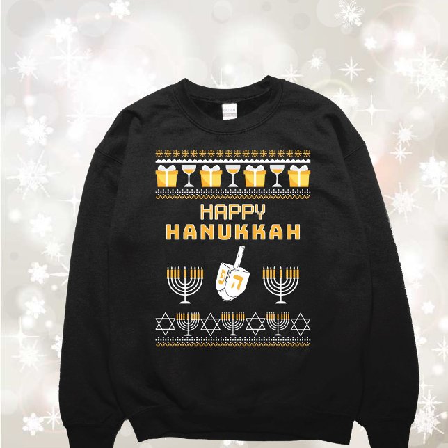 Camiseta Engraçado Hanukkah Ugly Sweater (Criador carregado)