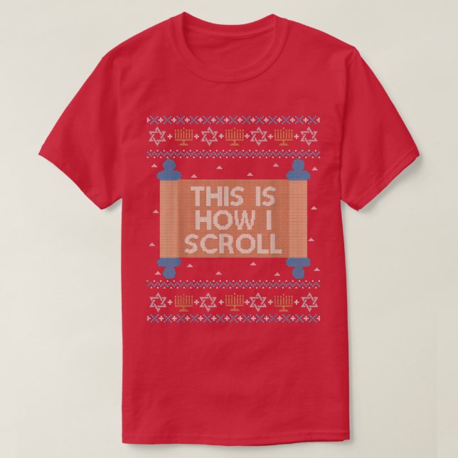 Camiseta Engraçado Hanukkah Ugly Sweater Judeu Presente Com (Frente do Design)