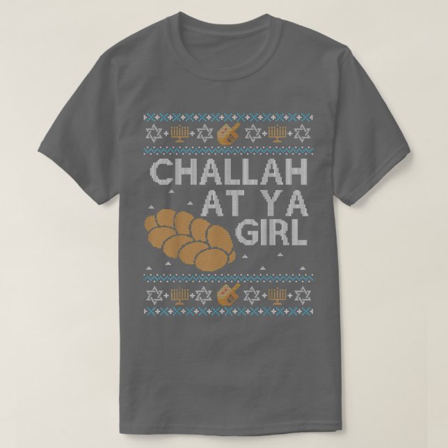 Camiseta Engraçado Hanukkah Ugly Sweater, Presente Judeu, C (Frente do Design)