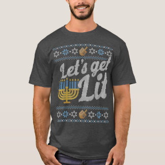Camiseta Engraçado Hanukkah Ugly Sweater, Presente Judeu, V