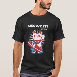 Camiseta Engraçado Hilo Havaí Gato Meowz It