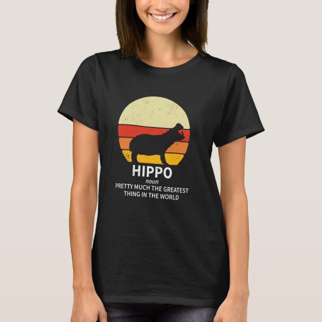 Camiseta Engraçado Hippo, Definição de Animais Hippopotamus (Frente)