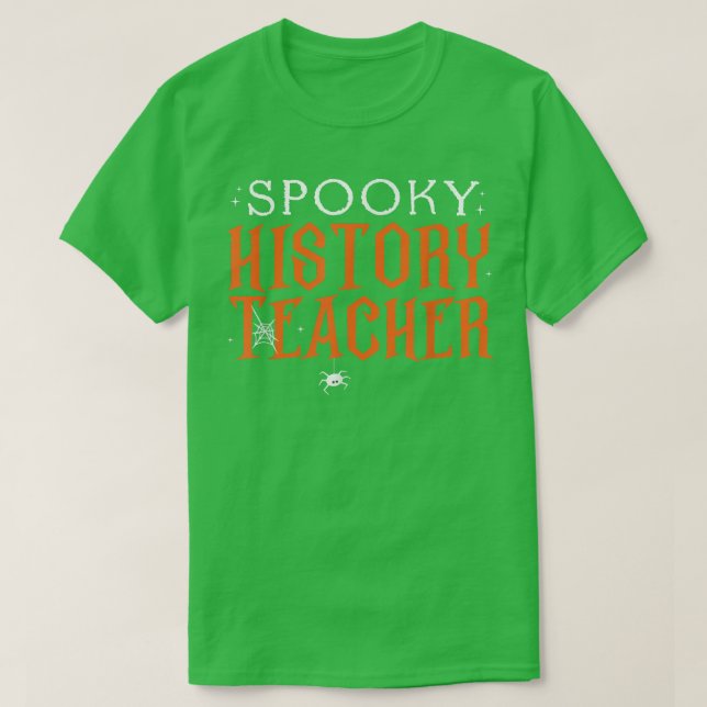 Camiseta Engraçado História Spooky Professor Retro Hallowee (Frente do Design)