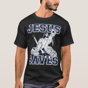 Camiseta Engraçado Hockey Jesus salva Goalie