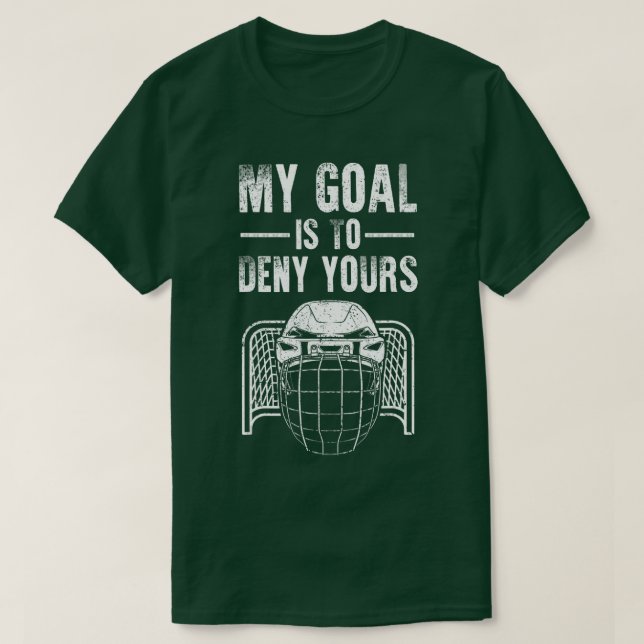 Camiseta Engraçado Hóquei no Gelo Goalie Design Homens Mulh (Frente do Design)
