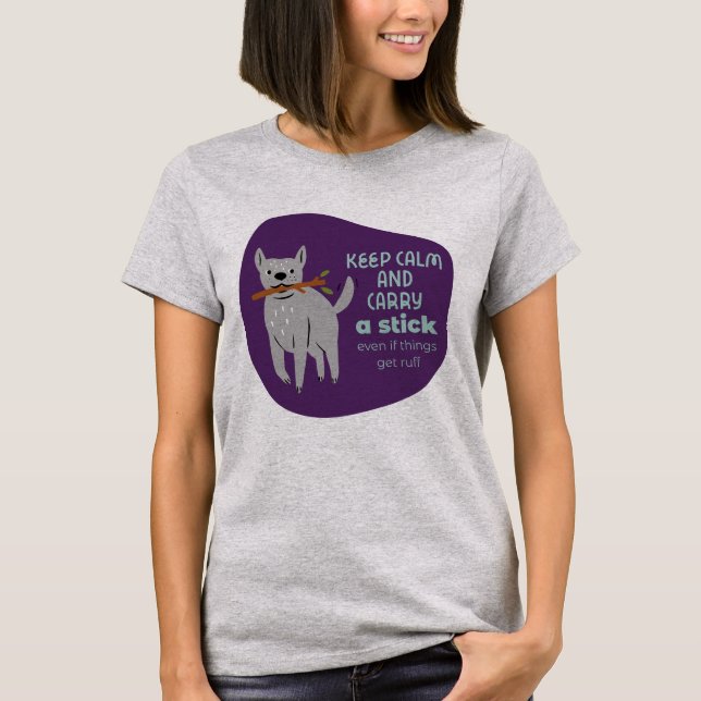 Camiseta Engraçado humor de cão mantenha calma e carregar p (Frente)