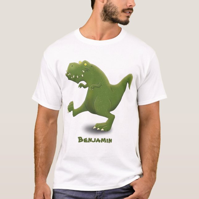 Camiseta Engraçado humor de desenho animado de T rex dinoss (Frente)