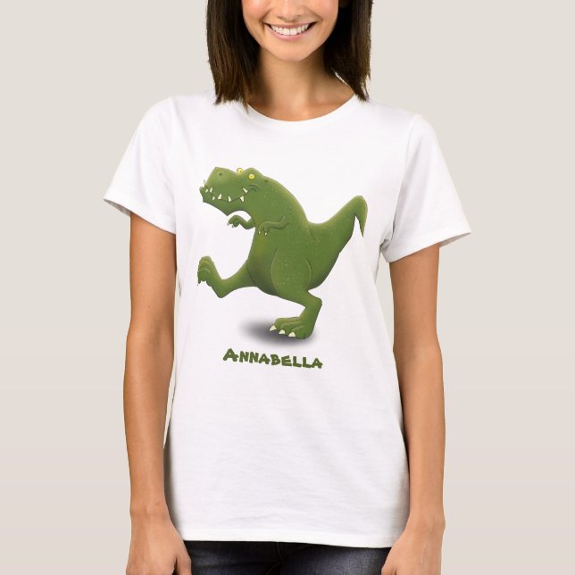 Camiseta Engraçado humor de desenho animado de T rex dinoss (Frente)