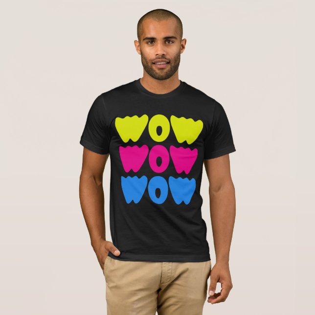 Camiseta Engraçado humor WOW Dizendo Imagem Simples (Frente Completa)