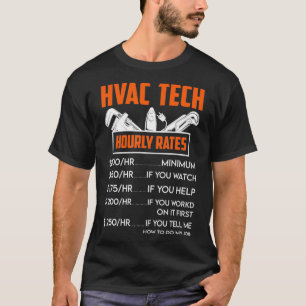 Camiseta Engraçado HVAC Tech Tarifas Horárias AC Reparman