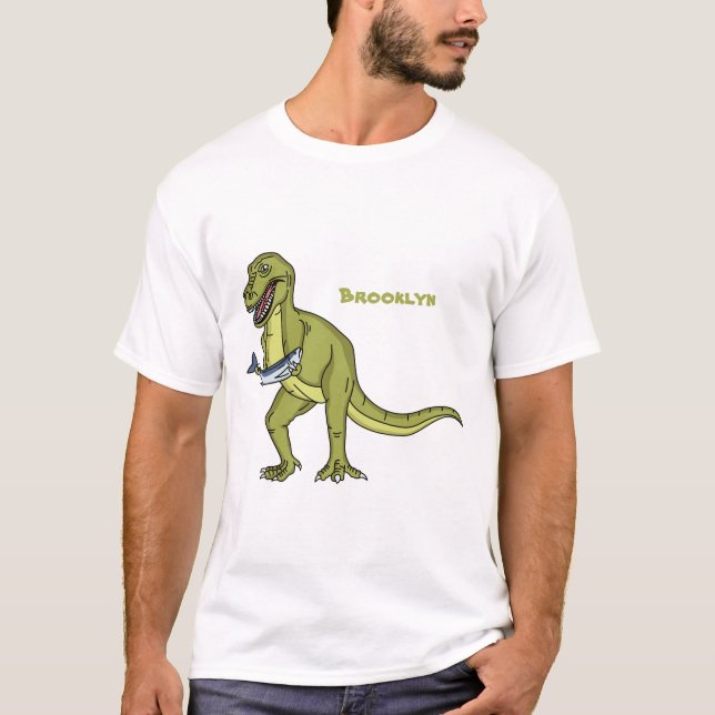 Camiseta Engraçado ilustração do dinossauro T rex (Frente)