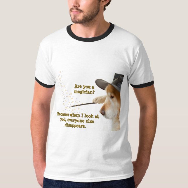 Camiseta Engraçado Impressão de Cachorro É um Mági (Frente)