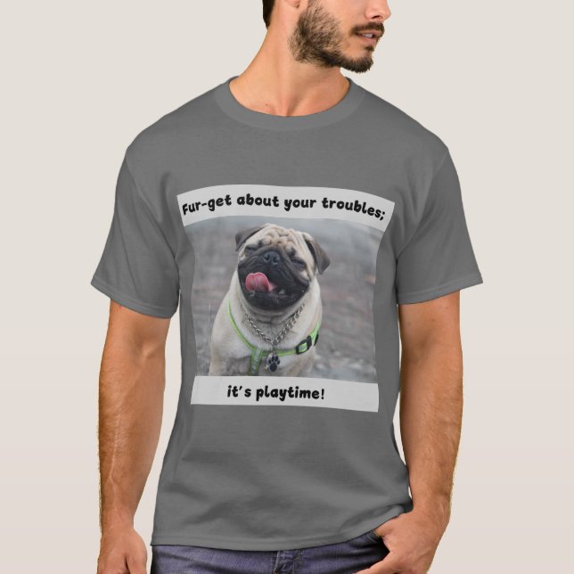 Camiseta Engraçado Impressão de Cachorro Pele, fal (Frente)