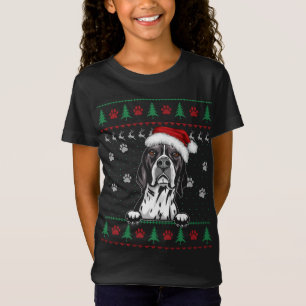 Camiseta Engraçado Inglês Ponteiro de Natal Cachorro Feio L