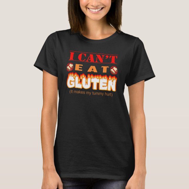 Camiseta Engraçado Intolerante a Gluten Eu não posso comer  (Frente)