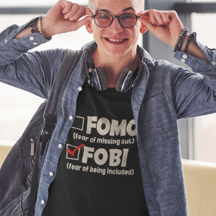 Camiseta Engraçado Introdução FOMO FOBI Socialmente Engraça