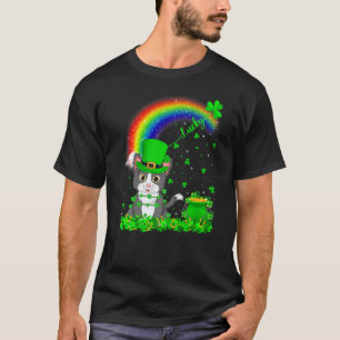 Camiseta Engraçado irlandês Shamrock Rainbow Lucky Cat Rua