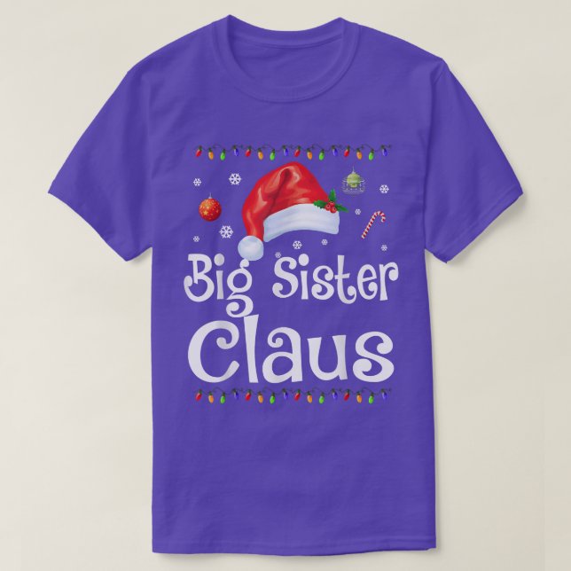 Camiseta Engraçado Irmã Grande Claus Papais noeis De Pijama (Frente do Design)