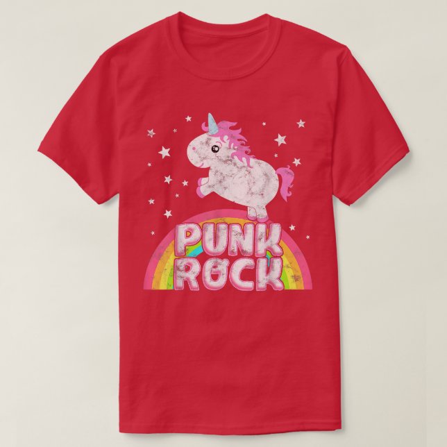 Camiseta Engraçado Irônico Legal Unicorn Punk Rock Music Fe (Frente do Design)