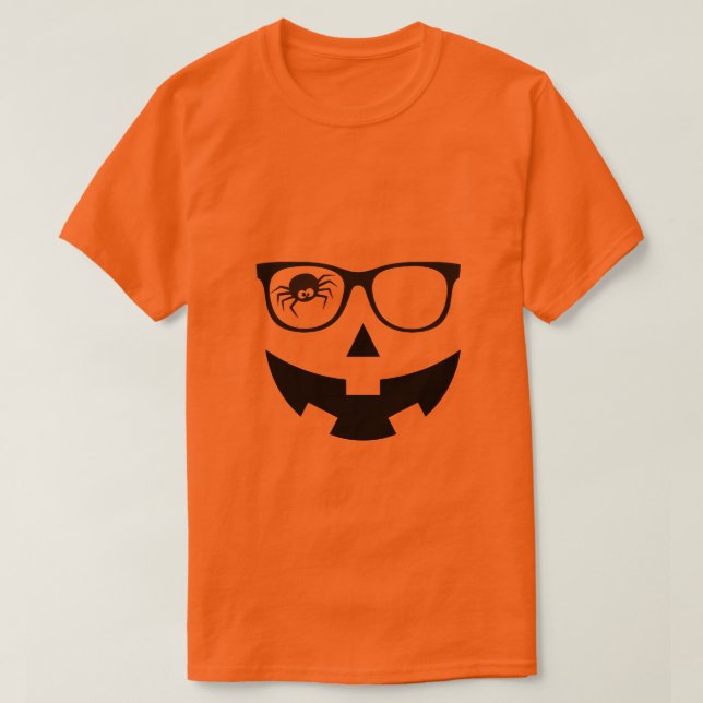 Camiseta Engraçado Jack O Lanterna Óculos de sol Pumpkin Ma (Frente do Design)