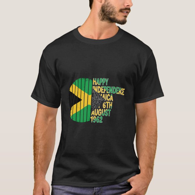 Camiseta Engraçado Jamaica Cat Feliz Independência Jamaican (Frente)