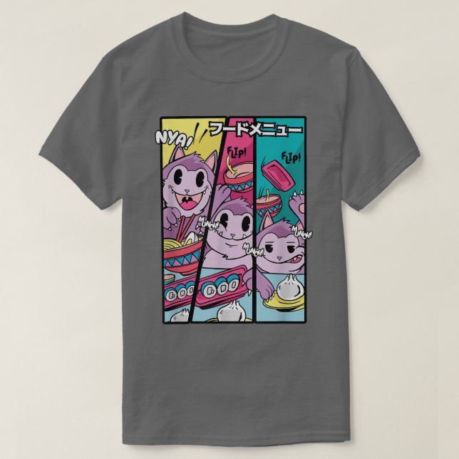 Camiseta Engraçado japonês comendo sushi e ramen (Frente do Design)