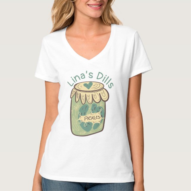 Camiseta Engraçado Jar do Pickles Dill Green Comida Lover T (Frente)