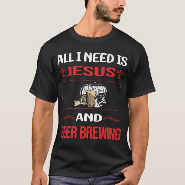 Camiseta Engraçado Jesus Beer Breing (Frente)