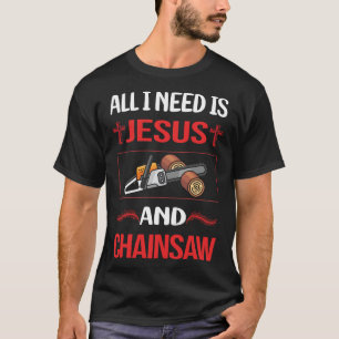 Camiseta Engraçado Jesus Chainsaw Arborist Lumberjack Woodw