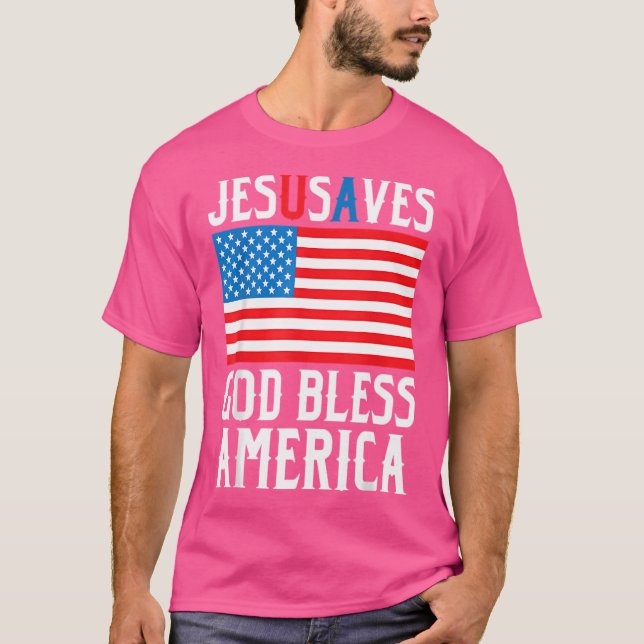 Camiseta Engraçado Jesus Cristo, Jesus Salva-Nos Deus Bles (Frente)