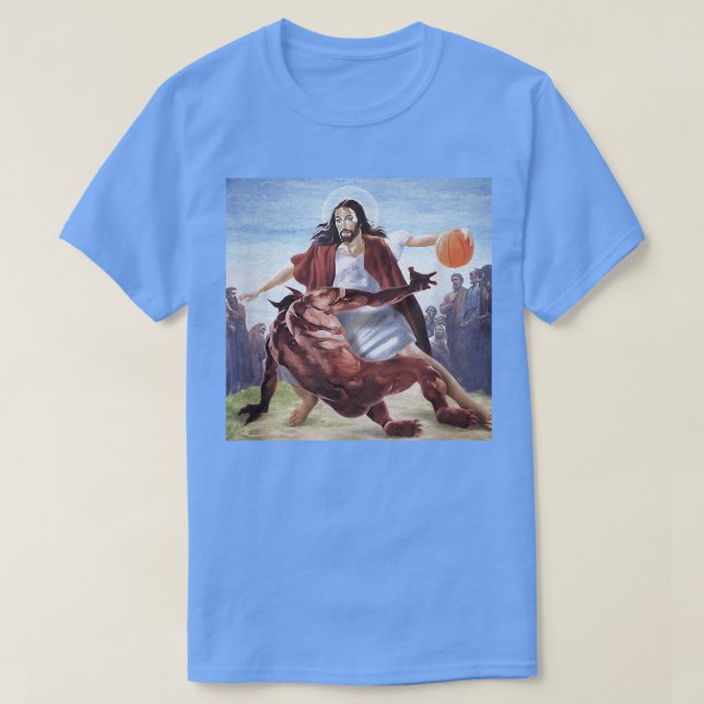 Camiseta Engraçado Jesus Cruzando Os Demais Cristãos (Frente do Design)