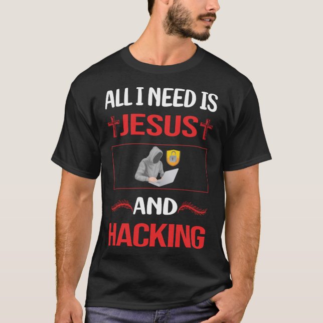 Camiseta Engraçado Jesus Hacking Hacker Hacker (Frente)