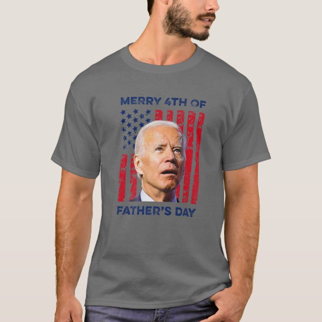 Camiseta Engraçado Joe Biden Dazed Feliz 4º Do Dia de os pa (Frente)