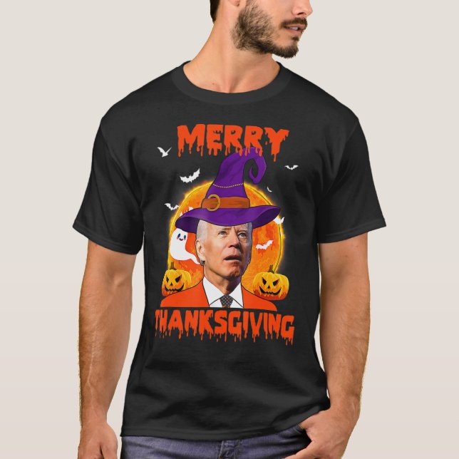 Camiseta Engraçado Joe Biden Feliz Ação de Graças Confuso F (Frente)