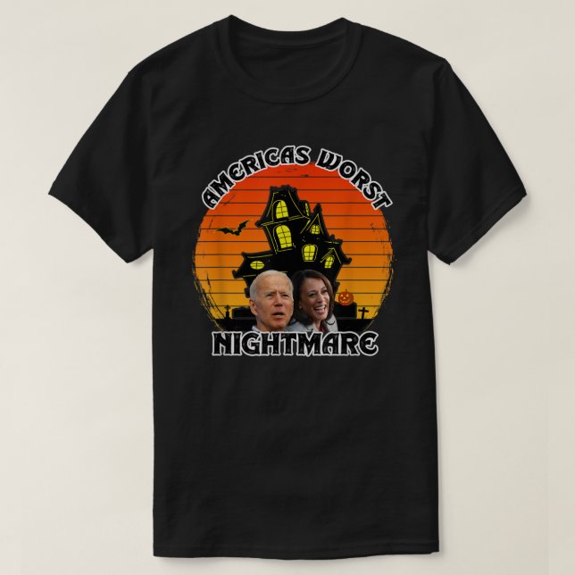 Camiseta Engraçado Joe Biden Halloween Kamala Harris Améric (Frente do Design)