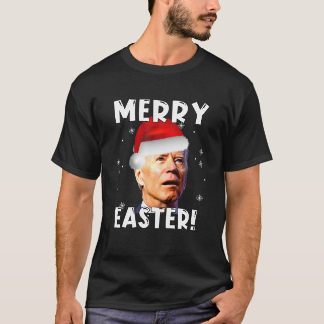 Camiseta Engraçado Joe Biden Papai noel Truque De Páscoa De (Frente)