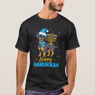 Camiseta Engraçado judeu Dachshund Menorah Happy Hanukkah