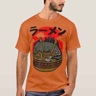 Camiseta Engraçado Kaiju ramen monster noodle cultura japon