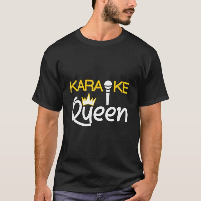 Camiseta Engraçado Karaoke Shirt Microphone Singer Gift Que (Frente)