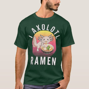 Camiseta Engraçado Kawaii Axolotl Anime japonês Ramen Noodl