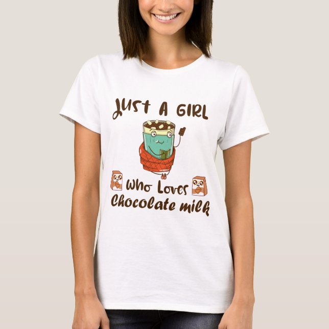 Camiseta Engraçado kawaii design de leite de chocolate para (Frente)