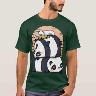 Camiseta Engraçado Kawaii Pandas Boba Bubble Tea Anime Japo
