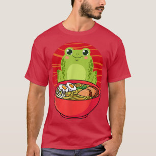 Camiseta Engraçado Kawaii - Sapo Bonito Comendo Ramen Japon